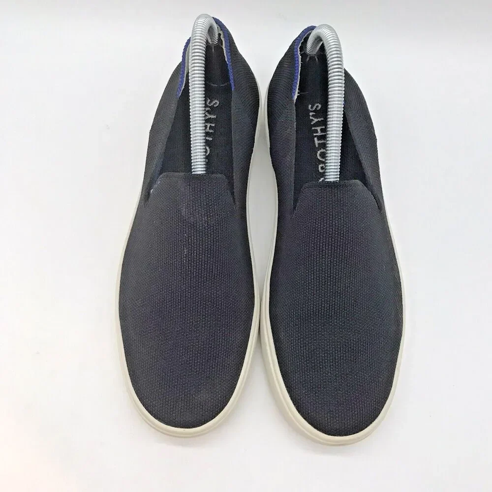 Rothy’s The Original Slip On Sneaker Womens 9.5 Black Blue Halo Removable Insole